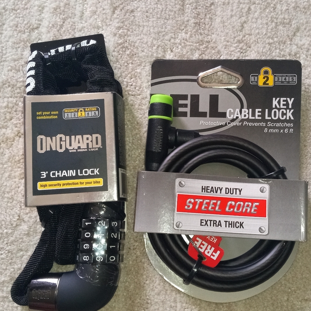 Black Combination Bike Chain Lock Set Of 2